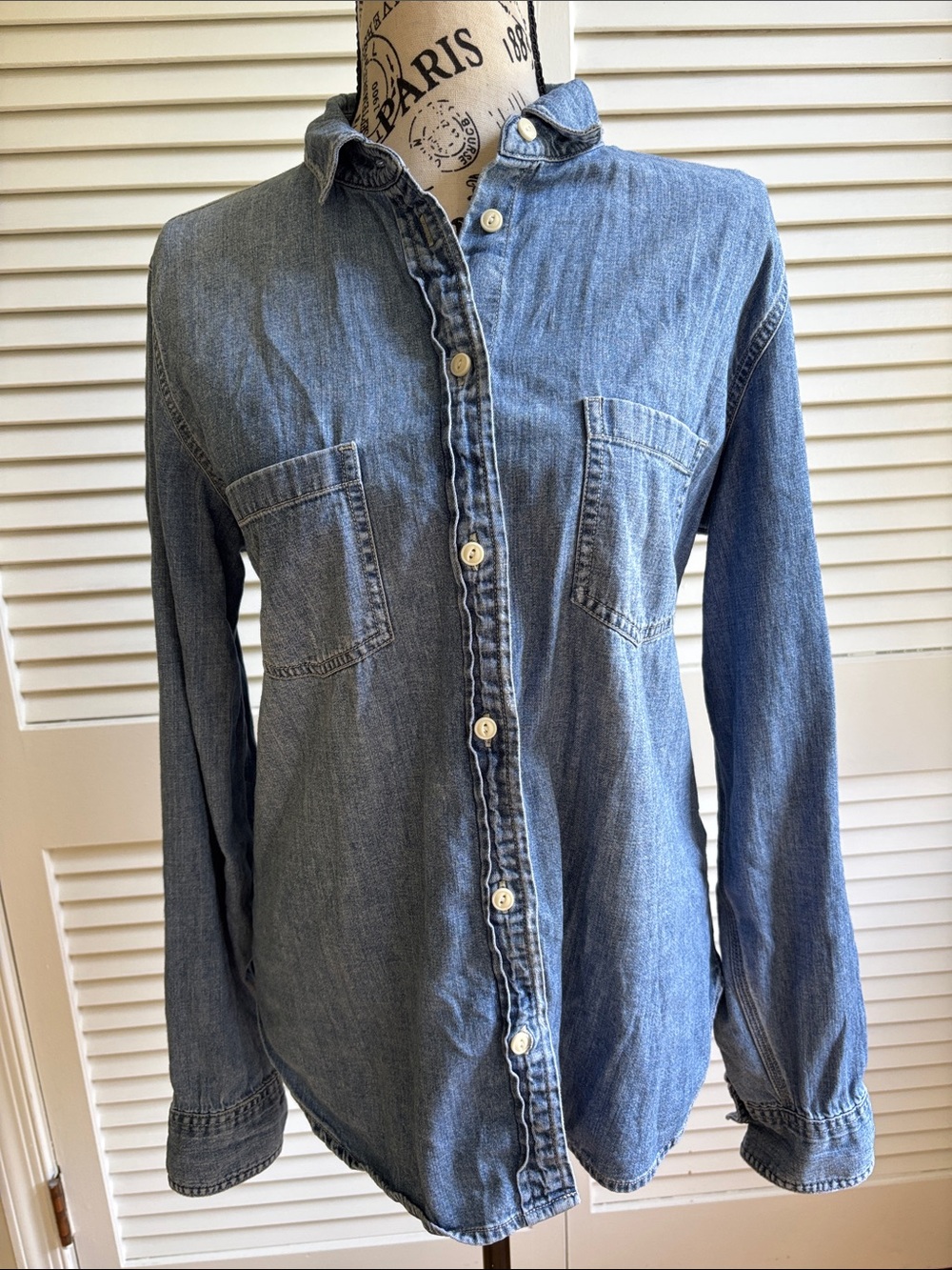 J.Crew Chambray Button Down Shirt Blue Size 12